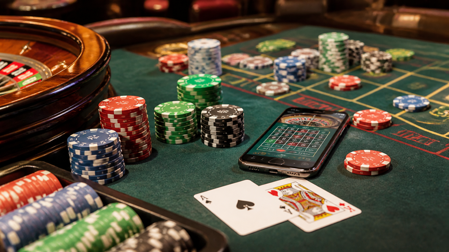 Migliori Casino Online: Tutti gli Elementi da Valutare Prima della Registrazione Casino chips and smartphone showing online betting on a table